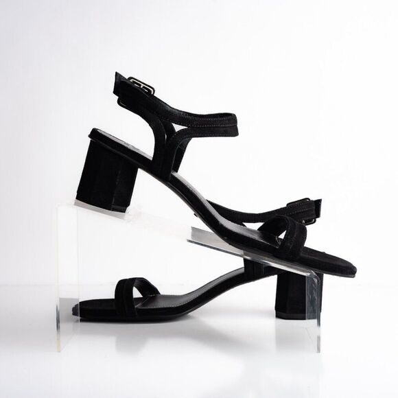 Boden Womens Suede Heels Sandals Black Strappy Open Toe US 10 EU 41 NWOB - Picture 3 of 8